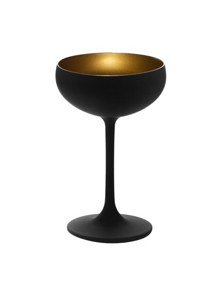 Krištáľové poháre na šampanské Elements, 6 ks, Krištáľové sklo, potiahnuté, Čierna, mosadzné odtiene, Ø 10 x V 15 cm, 230 ml