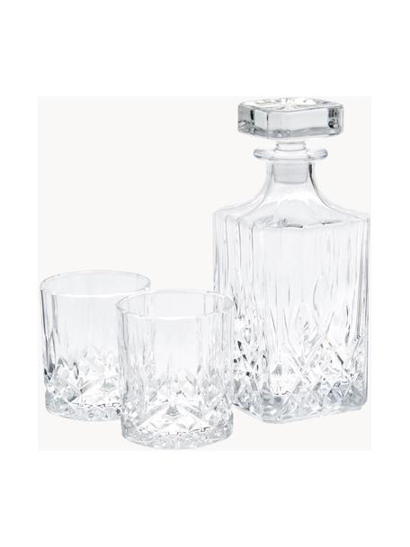 Whisky-Set George mit Kristallrelief, 3er-Set, Glas, Transparent, Set mit verschiedenen Größen