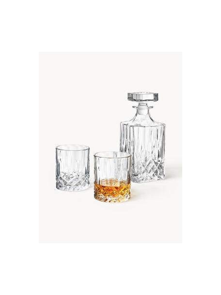 Set de whisky con relieve de cristal George, 3 pzas., Transparente, Set de diferentes tamaños