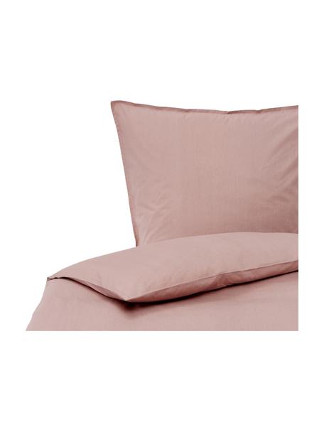 Pościel z bawełny z efektem sprania Arlene, Brudny różowy, 135 x 200 cm + 1 poduszka 80 x 80 cm