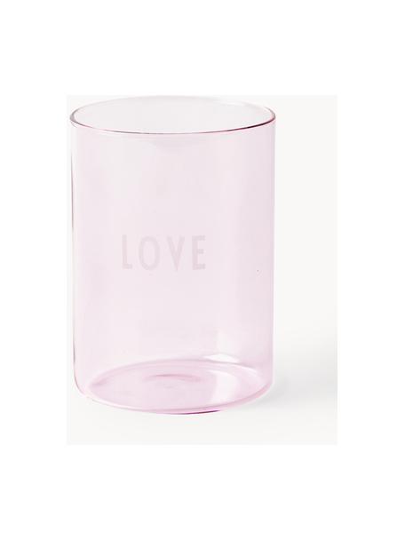 Bicchiere di design con scritta Favorite LOVE, Vetro borosilicato

Scopri la versatilità del vetro borosilicato per la tua casa! Il vetro borosilicato è un materiale di alta qualità, affidabile e robusto. È caratterizzato da un'eccezionale resistenza al calore ed è quindi ideale per il tè o il caffè caldo. Rispetto al vetro tradizionale, il vetro borosilicato è più resistente alle rotture e alle incrinature, il che lo rende un compagno sicuro per la tua casa., Rosa chiaro (Love), Ø 8 x Alt. 11 cm, 350 ml