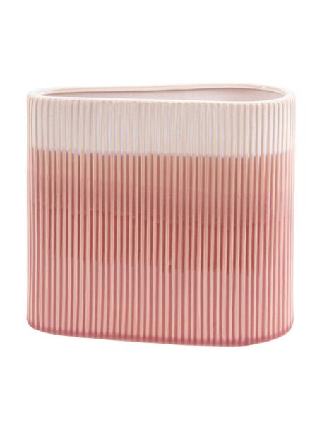 Vaso in ceramica Triangle, Ceramica, Rosa, bianco crema, Larg. 24 x Alt. 21 cm