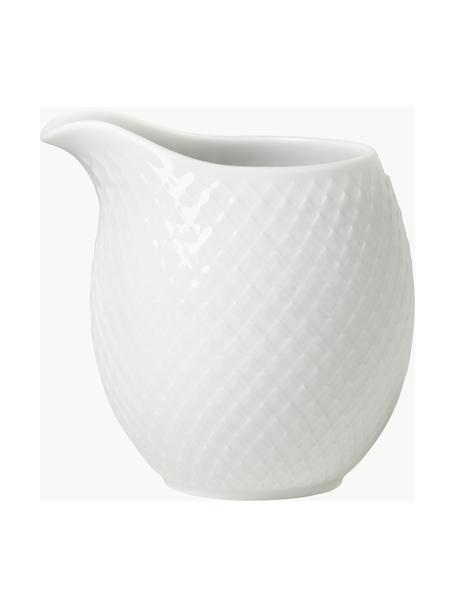 Pot à lait en porcelaine avec motif texturé Rhombe, 390 ml, Porcelaine, Blanc, 390 ml