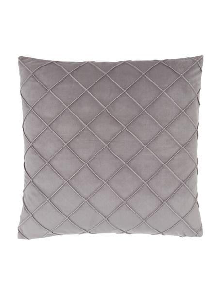 Sametový povlak na polštář se strukturovaným vzorem Luka, Samet (100 % polyester), Šedá, Š 50 cm, D 50 cm