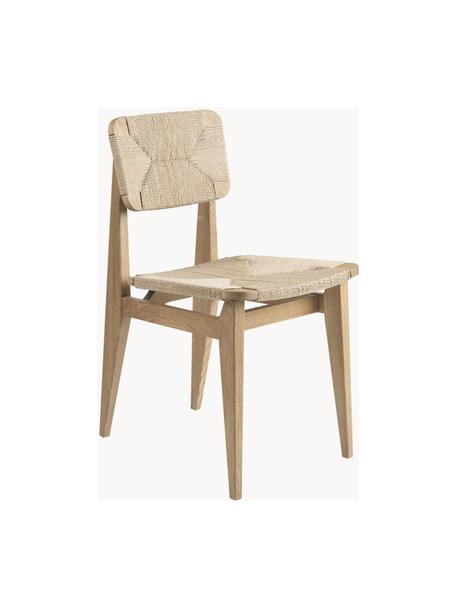 Chaise en chêne avec assise tressée C-Chair, Chêne, beige clair, larg. 41 x prof. 53 cm