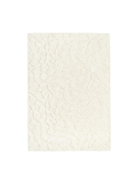 Handgetuft wollen vloerkleed Rory met hoog-laag structuur, Bovenzijde: 100% wol, Onderzijde: 100% katoen Het materiaal, Crèmewit, B 80 x L 150 cm
