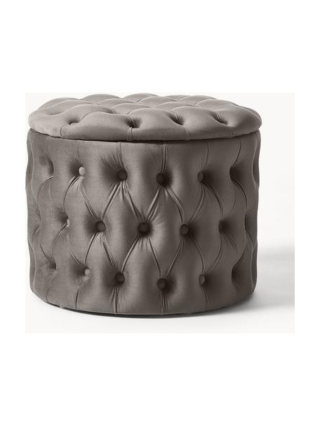 Pouf contenitore in velluto Chiara, Rivestimento: velluto (poliestere) Con , Velluto taupe, Ø 50 x Alt. 42 cm