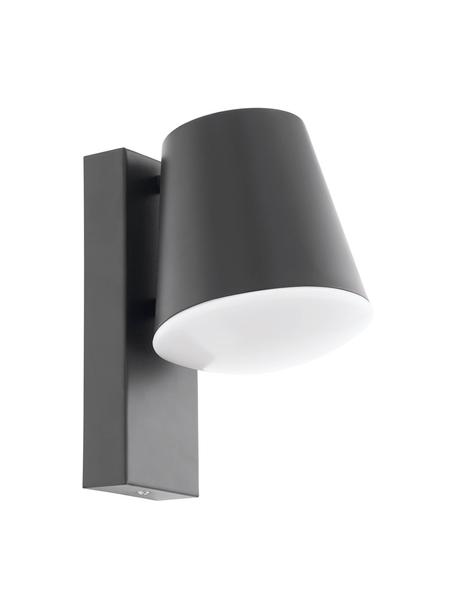 Outdoor wandlamp Caldiero, Lampenkap: verzinkt staal, Diffuser: kunststof, Antraciet, B 14 x H 24 cm
