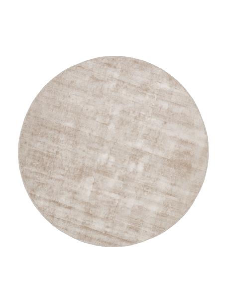 Rond viscose vloerkleed Jane in beige, handgeweven, Onderzijde: 100% katoen, Beige, Ø 120 cm (maat S)