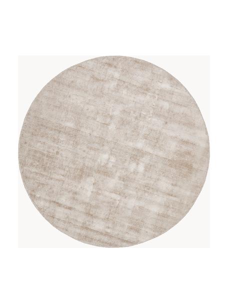 Okrúhly ručne tkaný koberec z viskózy Jane, Svetlobéžová, Ø 120 cm (veľkosť S)