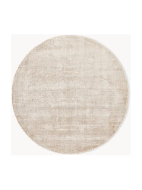 Alfombra redonda artesanal de viscosa Jane, Parte superior: 100% viscosa, Reverso: 100% algodón, Beige claro, Ø 115 cm (Tamaño S)