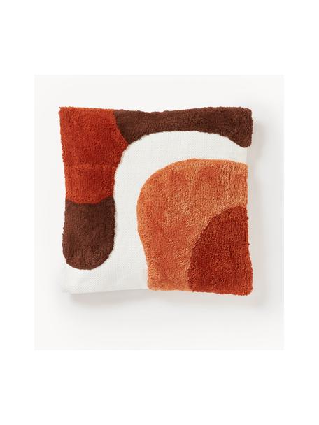Copricuscino con decoro Malu, 100% cotone, Rosso, arancione, bianco crema, Larg. 45 x Lung. 45 cm
