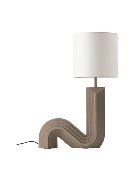 Design Tischlampe Luomo, Lampenschirm: Leinenstoff, Lampenfuß: Harz, lackiert, Gebrochenes Weiß, Taupe, Ø 24 x H 61 cm