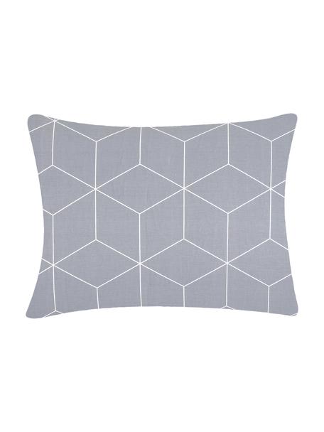 Funda de almohada de algodón Lynn, Gris estampado, An 50 x L 70 cm