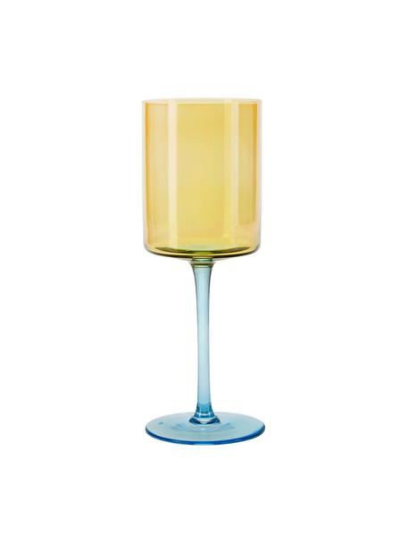 Kieliszek do wina Lilly, 2 szt., Szkło, Żółty, jasny niebieski, Ø 9 x W 24 cm, 430 ml