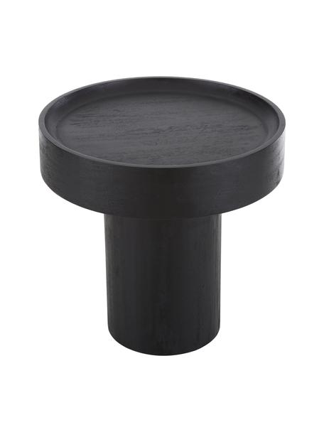 Table d'appoint ronde en bois de manguier Benno, Bois de manguier massif, laqué, béton, Bois de manguier, noir laqué, Ø 50 x haut. 50 cm
