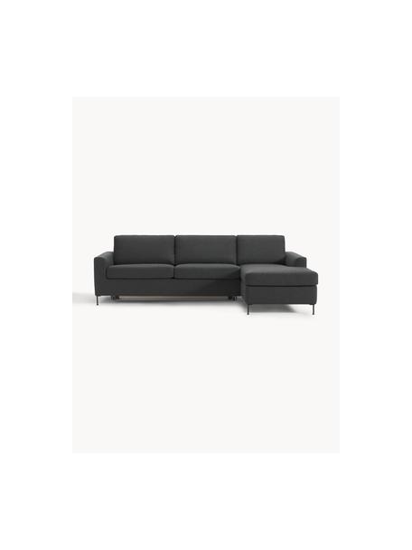 Schlafsofa Cucita (3-Sitzer) mit Matratze, Bezug: Webstoff (100% Polyester), Gestell: Massives Kiefernholz, Füße: Metall, lackiert Dieses P, Webstoff Anthrazit, B 274 x T 164 cm, Eckteil rechts