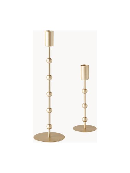 Set di 2 candelabri Kimberly, Metallo rivestito, Dorato, Set in varie misure