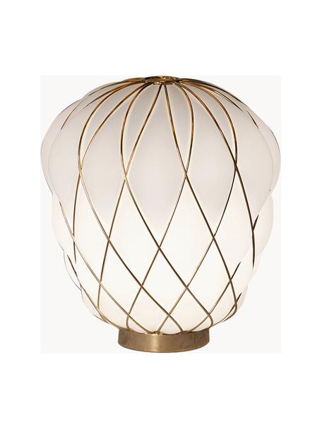 Ručne vyrobená stolová lampa Pinecone, Biela, odtiene zlatej, Ø 30 x V 36 cm