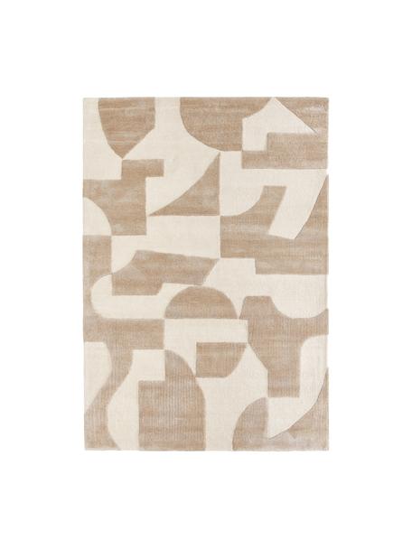 Ručně všívaný vlněný koberec s různou výškou povrchu Corin, Odstíny hnědé, Š 80 cm, D 150 cm (velikost XS)