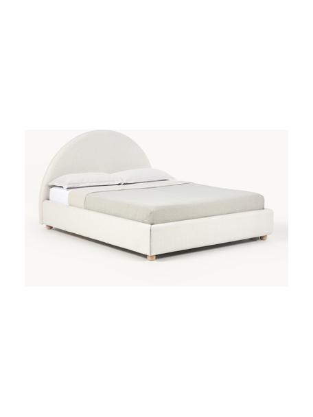 Čalouněná bouclé postel s úložným prostorem Ebba, Světle béžová, Š 140 x D 200 cm