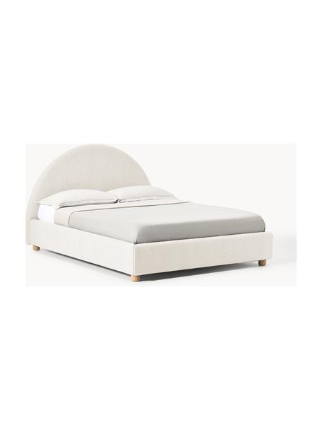 Cama tapizada Ebba, con espacio de almacenamiento, Tapizado: 100% polipropileno Alta r, Patas: metal con pintura en polv, Patas: madera de pino macizo Est, Tejido beige claro, An 140 x L 200 cm