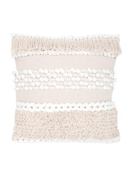 Boho kussenhoes Anoki in ecru, 80% katoen, 20% polyester, Crèmekleurig, B 45 x L 45 cm