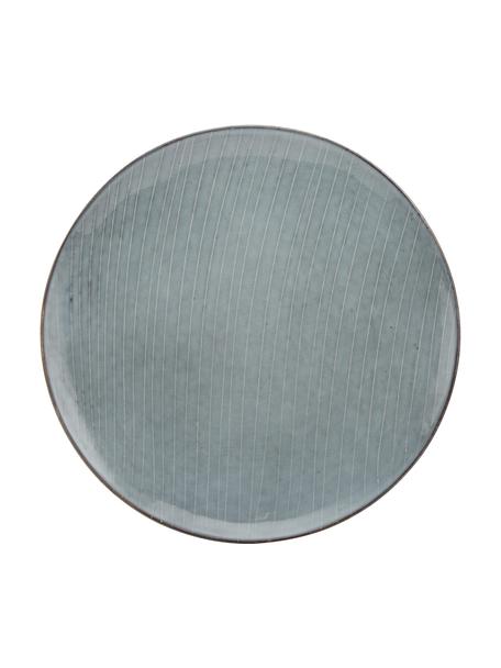 Assiettes plates artisanales Nordic Sea, 4 pièces, Grès cérame, Tons gris et bleus, Ø 26 cm