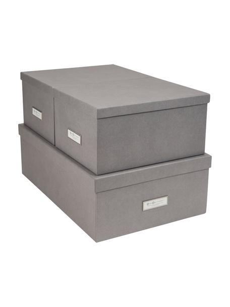 Set 3 scatole Inge, Scatola: solido, cartone laminato, Scatola esterno: grigio chiaro Scatola interno: bianco, Set in varie misure