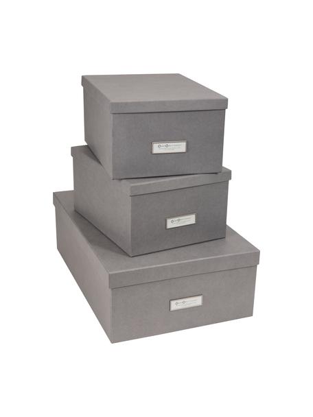 Set 3 scatole portaoggetti Inge, Scatola: cartone solido laminato, Scatola esterno: grigio chiaro Scatola interno: bianco, Set in varie misure