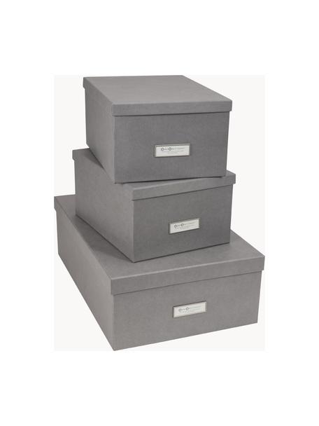 Aufbewahrungsboxen-Set Inge, 3er-Set, Box: Fester, laminierter Karto, Hellgrau, Set mit verschiedenen Grössen