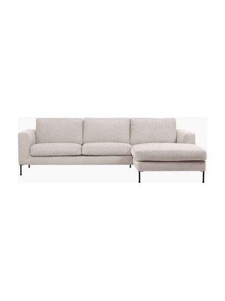 Hoekbank Cucita (3-zits), Bekleding: geweven stof (100% polyes, Frame: massief grenenhout, FSC-g, Poten: gelakt metaal, Geweven stof lichtbeige, B 262 x D 163 cm, hoekdeel links