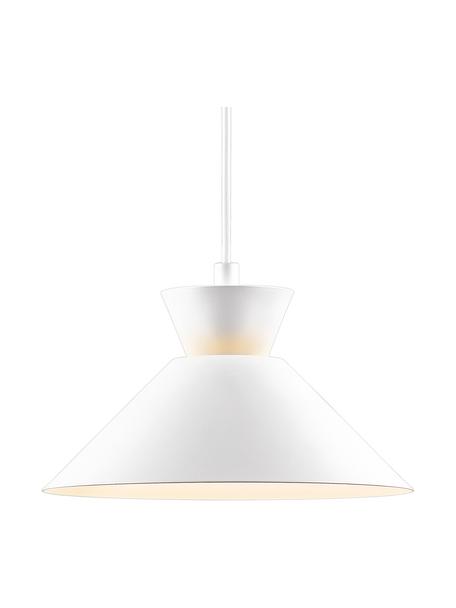 Kleine hanglamp Dial in wit, Lampenkap: gecoat metaal, Baldakijn: gecoat metaal, Wit, Ø 25  x H 14 cm