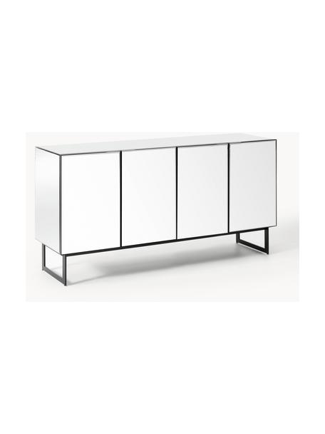 Dressoir Soran met spiegelglasoppervlak, Zwart, spiegelglas, Ø 160 x H 80 cm