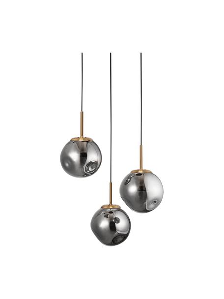 Lampada cluster a sospensione in vetro Spada, Paralume: vetro, Baldacchino: plastica, Ottonato, grigio, Ø 40 x Alt. 28 cm