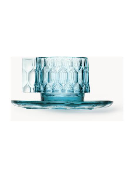 Tasses à café avec sous-tasses Jellies, 4 pièces, Plastique, Bleu ciel, Ø 6 x haut. 7 cm, 90 ml