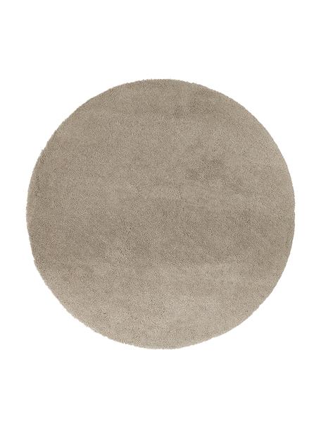Pluizig rond hoogpolig vloerkleed Leighton in beige, Bovenzijde: microvezels (100% polyest, Onderzijde: 70% polyester, 30% katoen, Beige-bruin, Ø 200 cm (maat L)