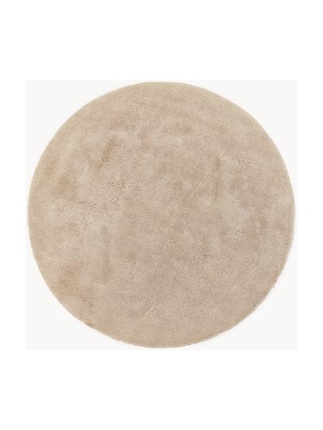 Flauschiger runder Hochflor-Teppich Leighton, Flor: Mikrofaser (100% Polyeste, Beige, Ø 200 cm (Größe L)