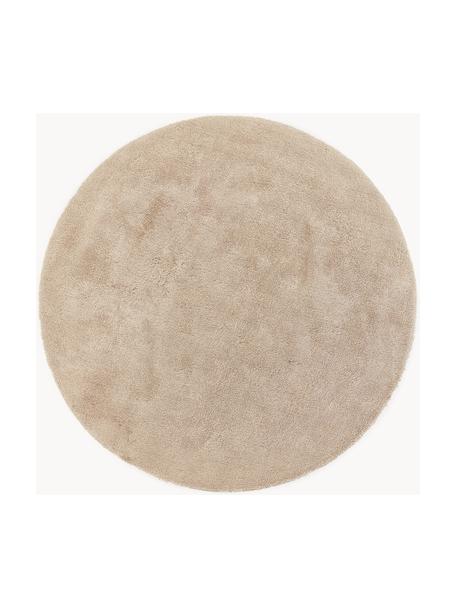 Tapis rond à longs poils beige Leighton, Beige-brun, Ø 200 cm (taille L)