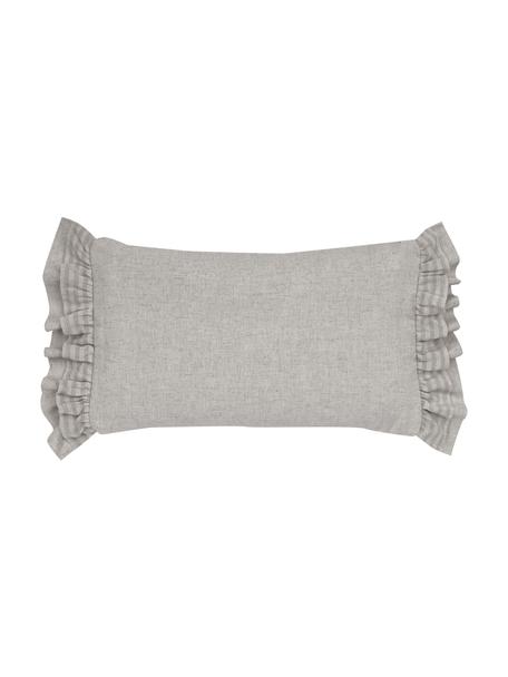 Kissenhülle Colette in Grau mit Rüschen, 60% Polyester, 25% Baumwolle, 15% Leinen, Grau, B 30 x L 50 cm