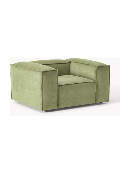 Sillón de pana Lennon, Tapizado: pana (92% poliéster, 8% p, Estructura: madera de pino maciza, ma, Patas: plástico Este producto es, Pana verde oliva, An 130 x F 101 cm