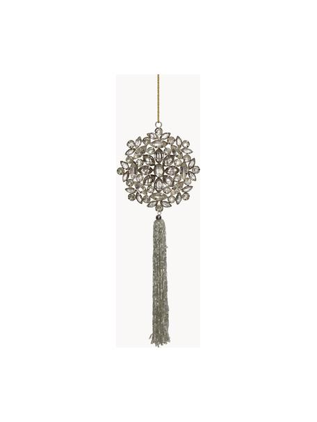 Kerstboomhanger Tassel met kwastje, Glas, gecoat metaal, Zilverkleurig, B 10 x H 26 cm