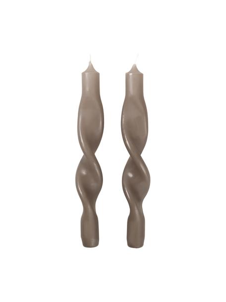 Dlhá sviečka Twist, 2 ks, Vosk, Sivá, Ø 2 x V 23 cm