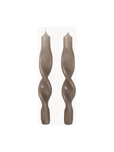 Velas cónicas Twist, 2 uds., Cera, Gris, Al 23 cm