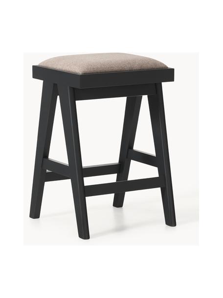 Tabouret de bar rembourré Sissi, Tissu grège, bois noir, larg. 46 x haut. 69 cm