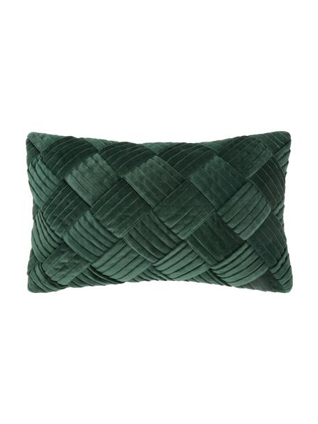 Funda de cojín de terciopelo texturizada Sina, Terciopelo (100% algodón), Verde oscuro, An 30 x L 50 cm