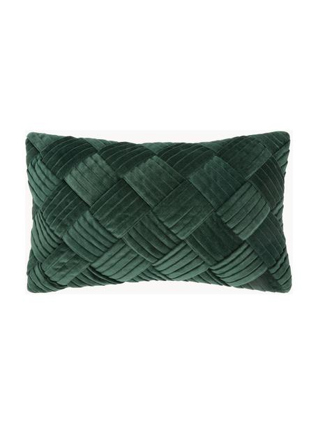 Zamatový poťah na vankúš so štruktúrovaným vzorom Sina, Zamat (100 % bavlna), Tmavozelená, Š 30 x D 50 cm