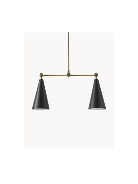 Verstelbare hanglamp Aubrey, Gecoat metaal, Goudkleurig, zwart, B 81 cm