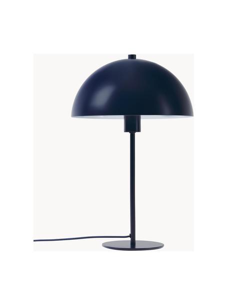 Lámpara de mesa Matilda, Pantalla: metal con pintura en polv, Cable: cubierto en tela, Azul oscuro, Ø 29 x Al 45 cm