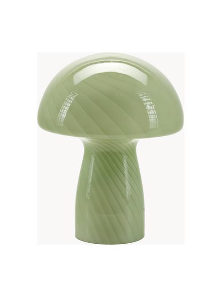 Lámpara de mesa pequeña de vidrio Mushroom, Lámpara: vidrio, Cable: plástico, Verde claro, Ø 19 x Al 23 cm